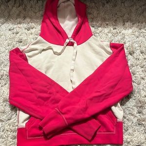 rag and bone pink and white color block hoodie